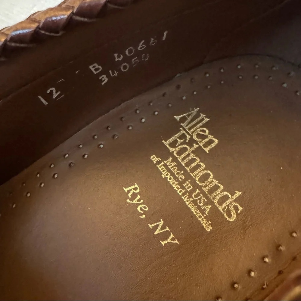 Allen Edmonds Woven Penny Loafers — Black & Brown Leather — Size 12B - Picture 4 of 4